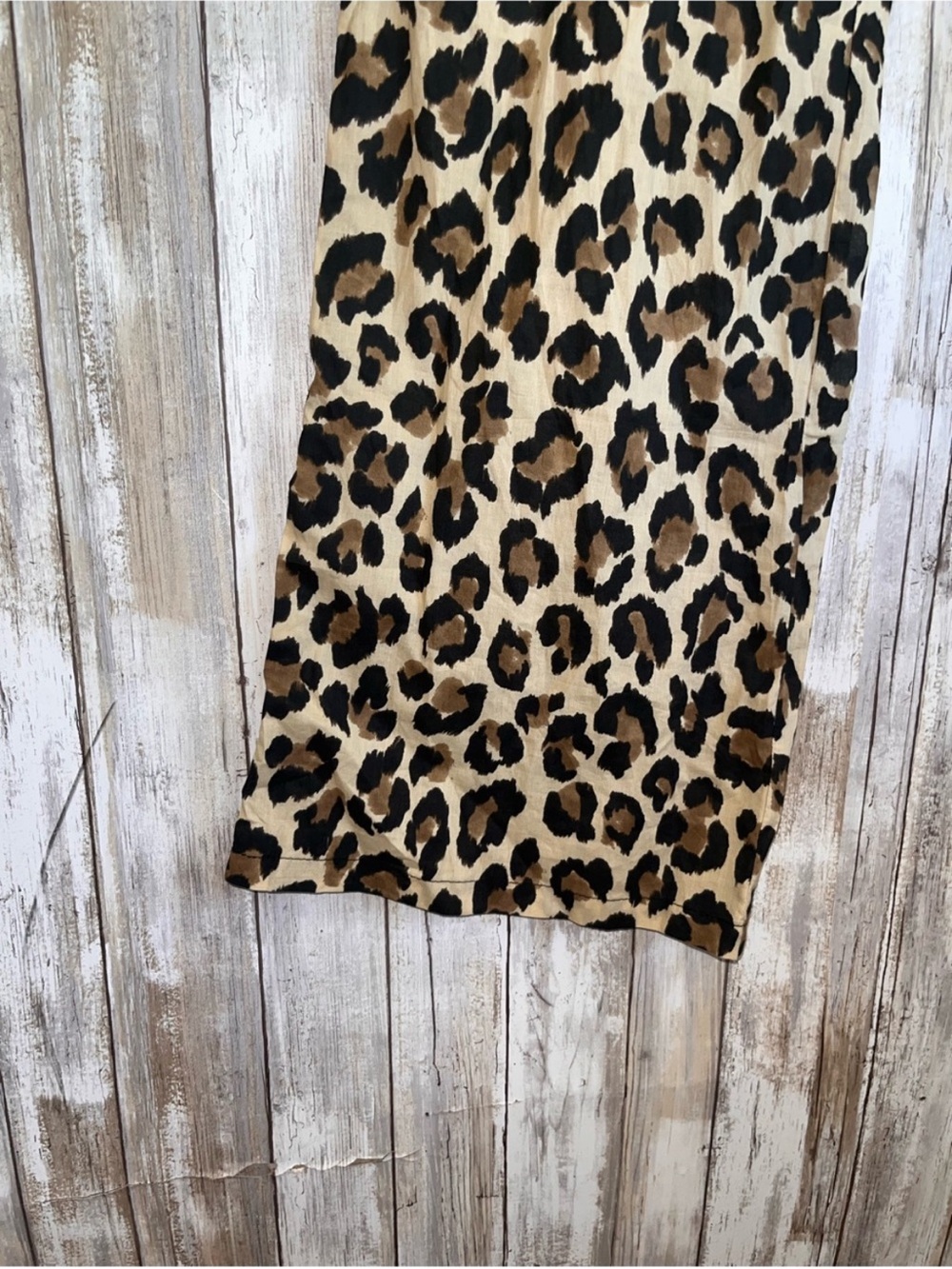 Zara Leopard Print Wide Leg High Rise Cotton Pants XL Animal Print NWT - Picture 2 of 4